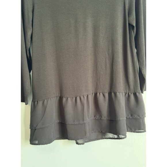 J.Jill Wearever Women’s XS Black Tunic Top Long Sleeve Sheer Hem Quiet Luxury - Picture 4 of 6